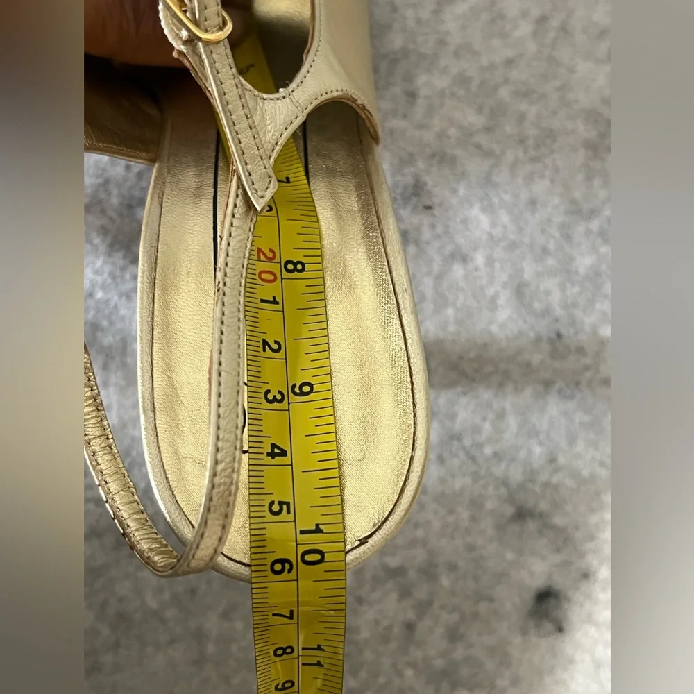 VTG*New-BRUNO MAGLI Almond/pointy  Toes Slingback Pumps~Size:7.5B~gold leather - Picture 10 of 12